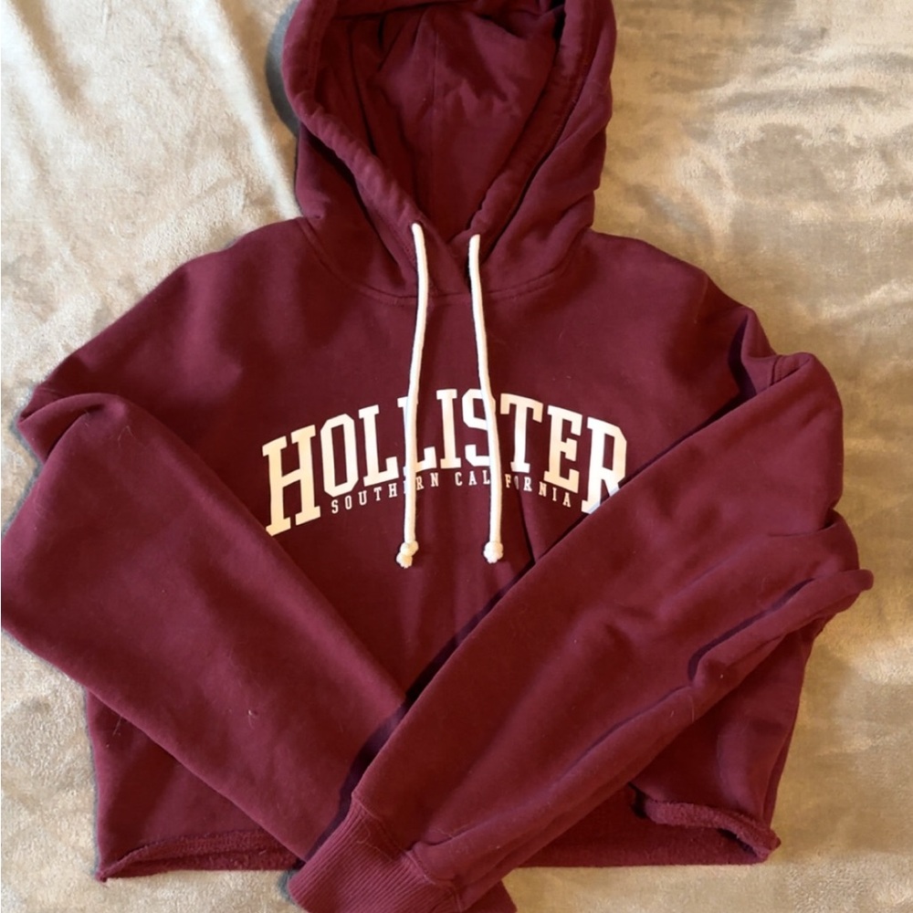 Maroon Hollister Crop Top Hoodie